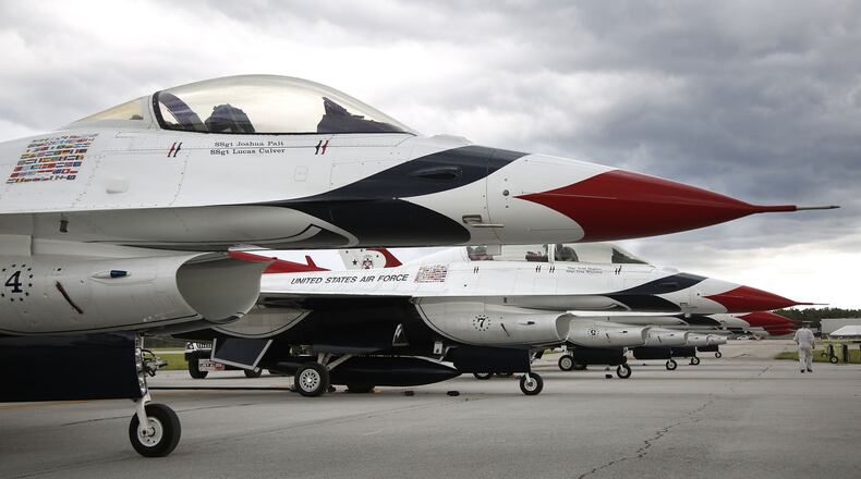 The U.S. Air Force Thunderbirds arrived at the Dayton International Airport in June in preparation for the upcoming Vectren Dayton Air Show. TY GREENLEES / STAFF