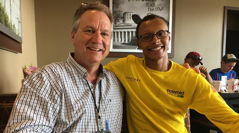 Journal-News reporter Rick McCrabb, left, only knew Dominic Watkins, 19, of Monroe, for 13 months before Watkins died March 1 after battling bone cancer.