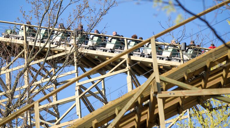 The new wooden roller coaster, Mystic Timbers, at Kings Island. GREG LYNCH / STAFF