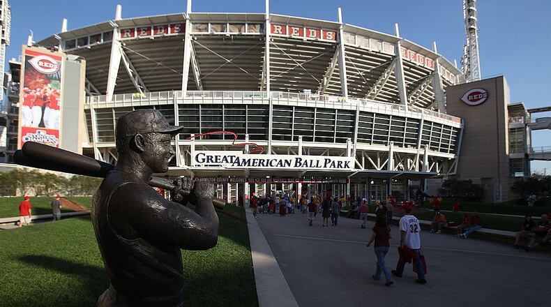 CINCINNATI - OCTOBER 10: A general view of Great American Ball Park before the Philadelphia Phillies take on the Cincinnati Reds in game 3 of the NLDS at on October 10, 2010 in Cincinnati, Ohio. The Phillies defeated the Red 2-0. (Photo by Jonathan Daniel/Getty Images)