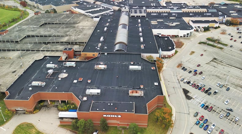 Pictured are areal photos of Forest Fair Village (formerly Cincinnati Mall, Cincinnati Mills, and Forest Fair Mall) on Oct. 31, 2022. There is a plan to demolish most of the mall that straddles the Butler and Hamilton county border. The state awarded the Butler County Land Bank $8.7 million for 51 projects, and the lion's share of that money is earmarked for the mall's demolition. NICK GRAHAM/STAFF