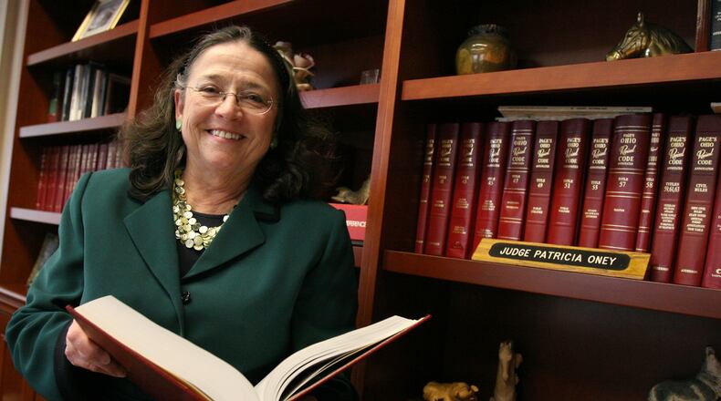 Judge Patricia Oney((cq)) stands in her office Friday at the Government Services Center in Hamilton. Staff photo by Nick Daggy