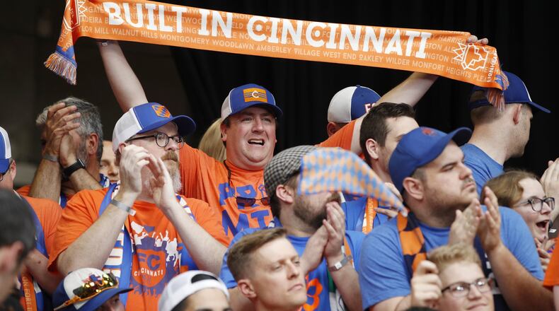 CINCINNATI, OH - MAY 29: FC Cincinnati fans gather during an announcement awarding the club an expansion franchise on May 29, 2018 in Cincinnati, Ohio. (Photo by Joe Robbins/Getty Images)