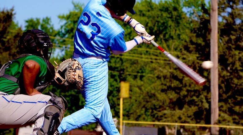 Cincinnati Christian's Riley Rooks (23) makes contact with the ball against Winton Woods on Thursday at Waterworks Park. Chris Vogt/CONTRIBUTED