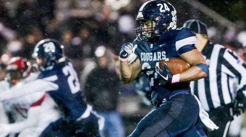 Edgewood’s Elijah Williams breaks free for a touchdown run during a 33-7 win over Mount Healthy on Oct. 26 at Kumler Field in St. Clair Township. NICK GRAHAM/STAFF