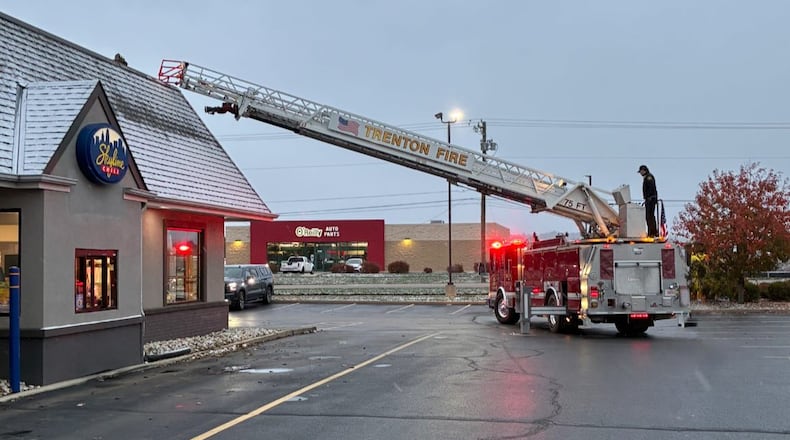 Area crews responded to an early morning fire at the Skyline Chili in Trenton at 917 W. State St. CONTRIBUTED/TRENTON FIRE DEPARTMENT
