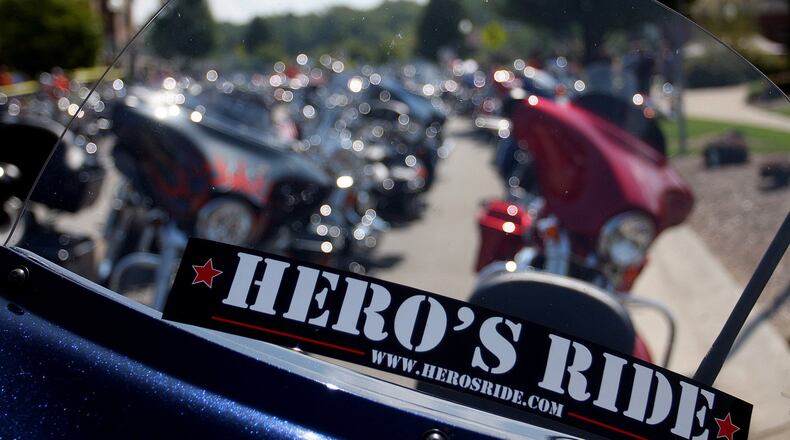 Bikes wait for their riders before the start of the 2013 Hero’s Ride in Fairfield. Between 500 and 600 motorcycles are expected to participate in this year’s ride on Aug. 19. FILE PHOTO/2013