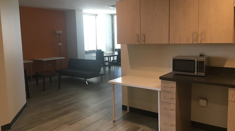 Here is one of the student apartments at the Third + Dayton complex downtown. MIKE RUTLEDGE/STAFF