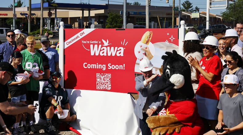 Wawa hosted a groundbreaking event to officially launch construction of its first store in Ohio at 5308 Fields Ertel Road in Deerfield Township Thursday, June 6, 2024. NICK GRAHAM/STAFF