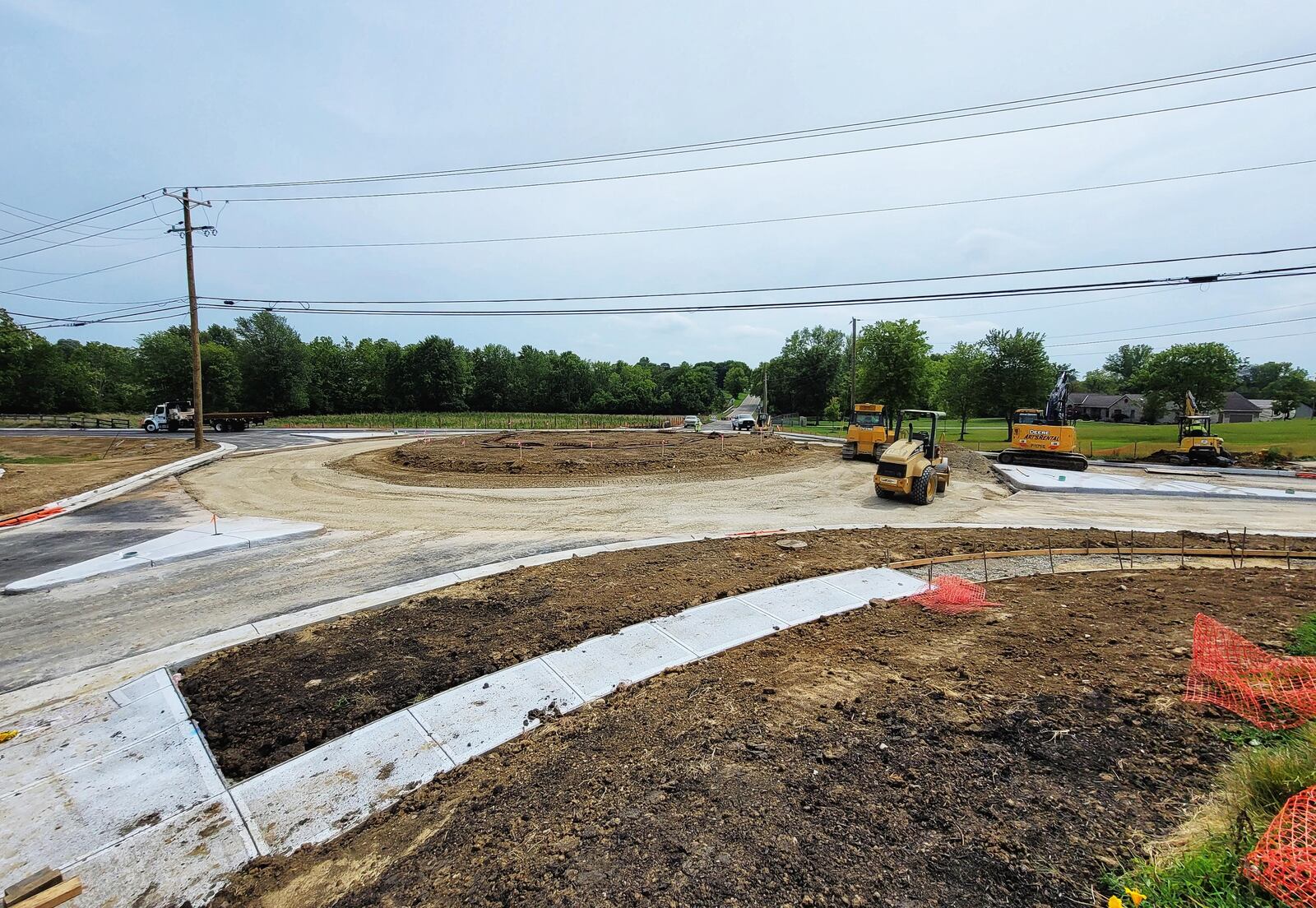 Crews had to basically rip out a portion of the new roundabout at LeSourdsville Wester Chester and Millikin roads to fix an issue with the elevations.