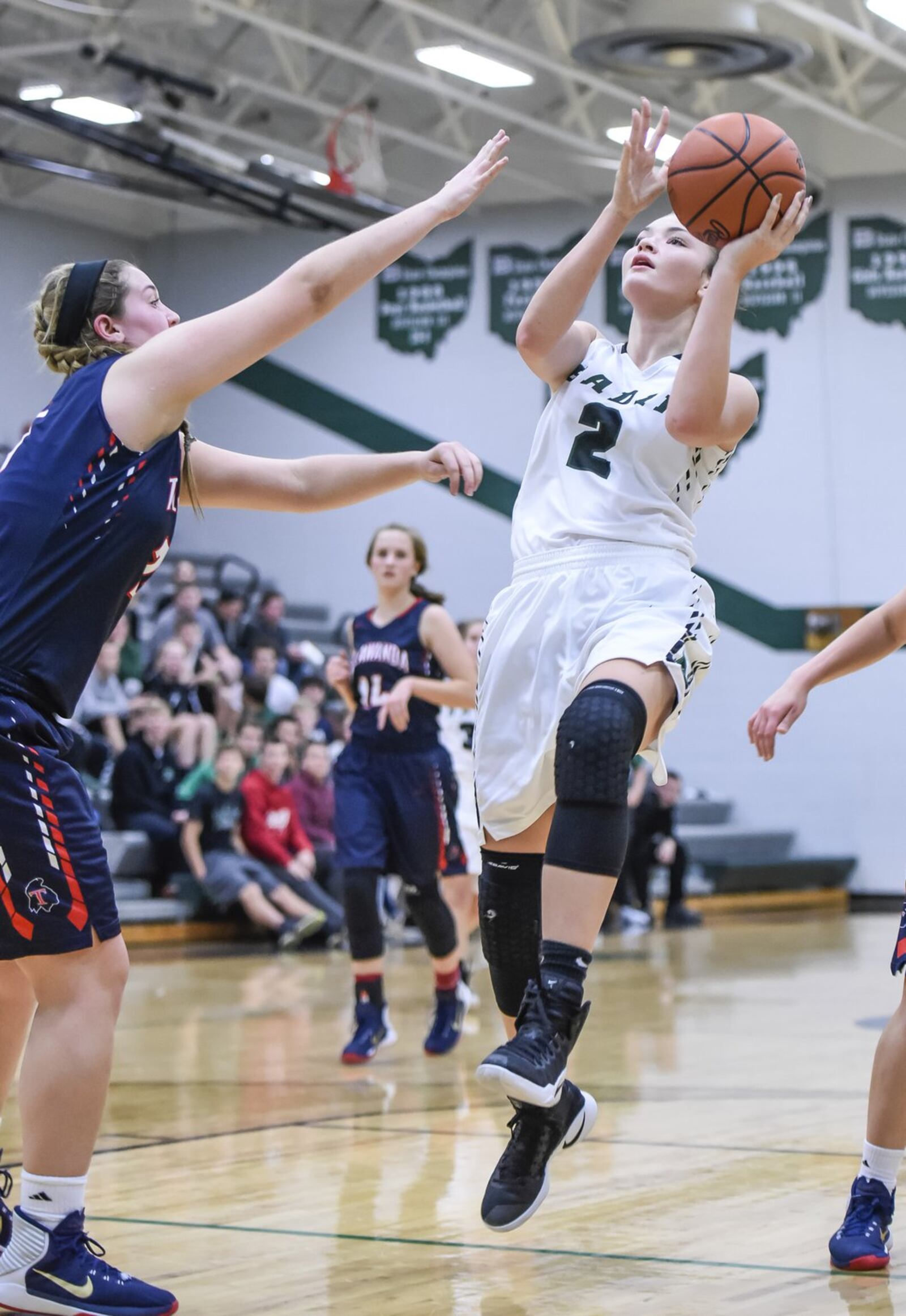 Badin’s Shelby Nusbaum puts up a shot during Monday night’s game against Talawanda at Mulcahey Gym in Hamilton. NICK GRAHAM/STAFF