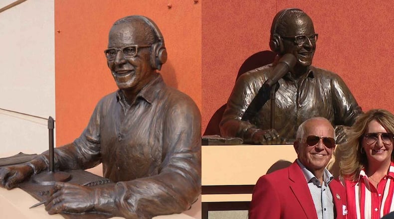 Statue honoring Reds icon Marty Brennaman damaged nearly two months after its unveiling. WCPO
