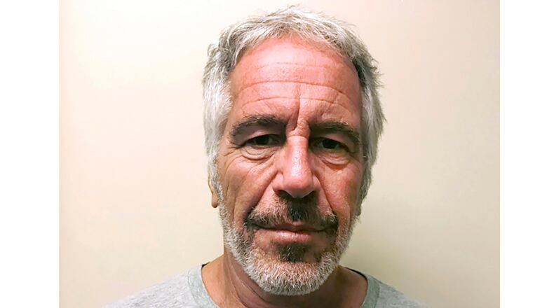 FILE - This photo provided by the New York State Sex Offender Registry shows Jeffrey Epstein, March 28, 2017. (New York State Sex Offender Registry via AP, File)