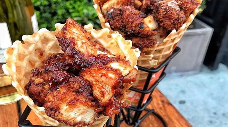 West Side Little League coach Ken Coomer plans to open a new location of Chick’NCone at The Marcum in Hamilton this August. Coomer, who has coached West Side Little League since 1994, said the fork-free chicken-and-waffles restaurant chain is something he discovered after being laid off from his senior business analyst job late last year. CONTRIBUTED