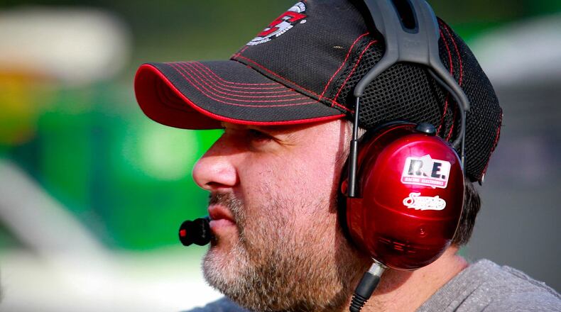Eldora Speedway owner and three time sprint cup champion Tony Stewart watches a qualifying race at the Mud Summer Classic at Eldora Speedway in Rossburg, OH. JIM WITMER/STAFF