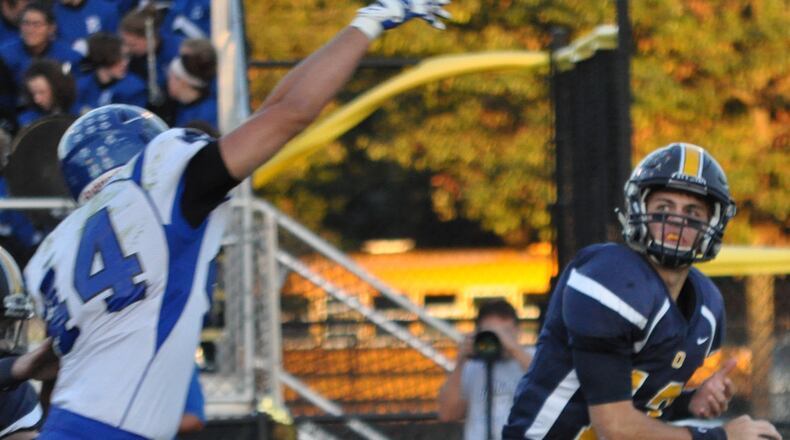 Oakwood graduated QB Brian Erbe led the SWBL in passing yards the last two seasons. NICK DUDUKOVICH / CONTRIBUTED