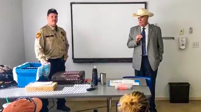 Butler County Sheriff Richard Jones talks to the first CCW training class for teachers. BUTLER COUNTY SHERIFF’S OFFICE
