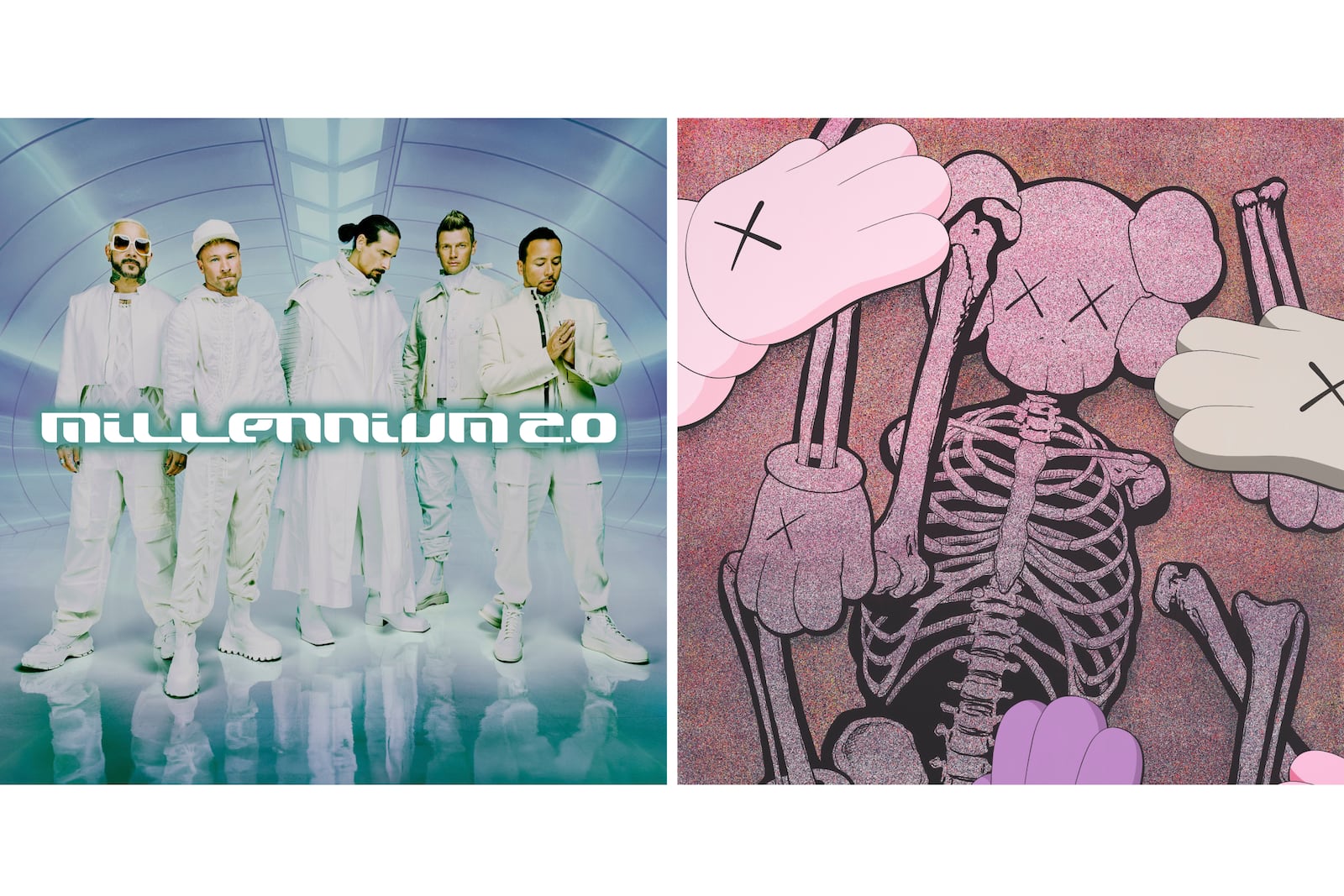 This combination of images shows album art for "Millennium 2.0" by Backstreet Boys, left, and "Let God Sort Em Out"by Clipse. (RCA Records/Clipse-Roc Nation via AP)