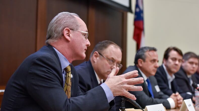 Senator Bill Beagle answers a question during a candidates forum Monday, Feb. 22, 2016, at the VOA Learning Center in West Chester Twp. Fourteen of the 17 candidates for the 8th Congressional District race attended the forum. Of those attending, 13 were Republicans and one was a Democrat. They are seeking to replace former U.S. House Speaker John Boehner, R-West Chester Twp., in Congress. NICK GRAHAM/STAFF
