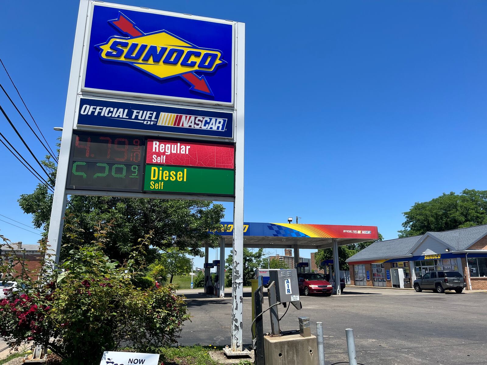 Regular unleaded gas cost $4.79 at Sunoco on Wayne Avenue in Dayton on Friday. CORNELIUS FROLIK / STAFF