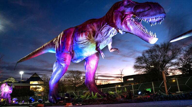 Dino Safari at the Louisville Mega Cavern kicks off Friday, April 9 and runs through Sunday, May 2. The underground drive-thru adventure will take visitors through underground caverns to experience close up encounters with animatronic dinosaurs. CONTRIBUTED PHOTO