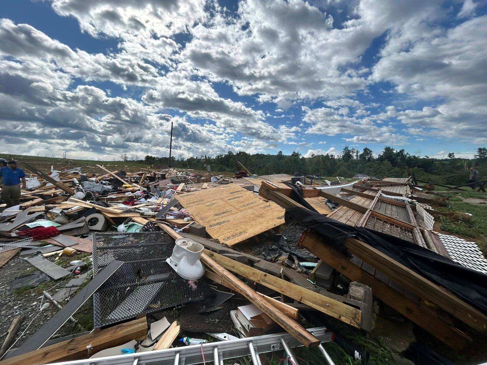 This photo provided by Washington County Sheriff's office shows damage from severe weather in Washington County, Ky., on Friday, May 30, 2025. (Sheriff Jerry Pinkston/Washington County Sheriff's office via AP)