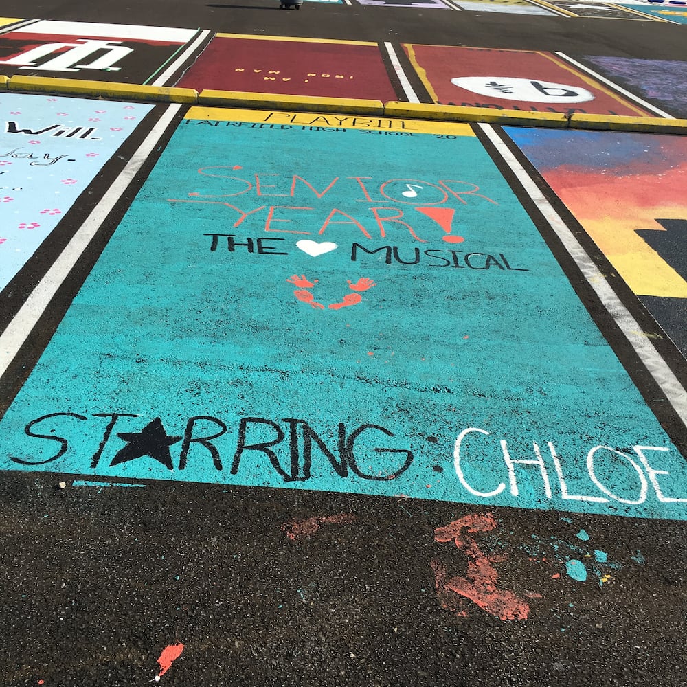 Fairfield High School senior parking spaces painted