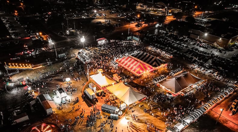 The Sacred Heart Festival in Fairfield runs from 6 p.m. to midnight today, 5 p.m. to midnight Saturday and 3 to 9 p.m. Sunday. This drone photo by Michael Peake, creative director at Michael's Pictures, shows the event in 2021 at the grounds at 400 Nilles Road. CONTRIBUTED/michaelspictures.net