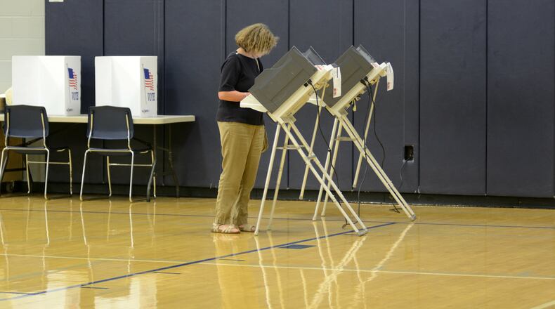 One of only a few Butler County voters to cast a ballot in the Sept. 13 special Democratic Party primary. Steven Fought, of Clark County, was the only name on the ballot for the 8th Congressional District race. MICHAEL D. PITMAN/STAFF