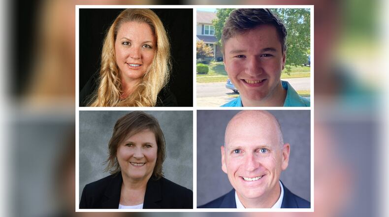 There are four candidates for Fairfield Twp. Trustee in the 2021 general election. Pictured, clockwise from top left are incumbent Trustee Shannon Hartkemeyer and candidates Benjamin Wall, Michael Berding and Denise McCoy. They are vying for one of two open four-year terms on the township trustees board. PHOTOS PROVIDED