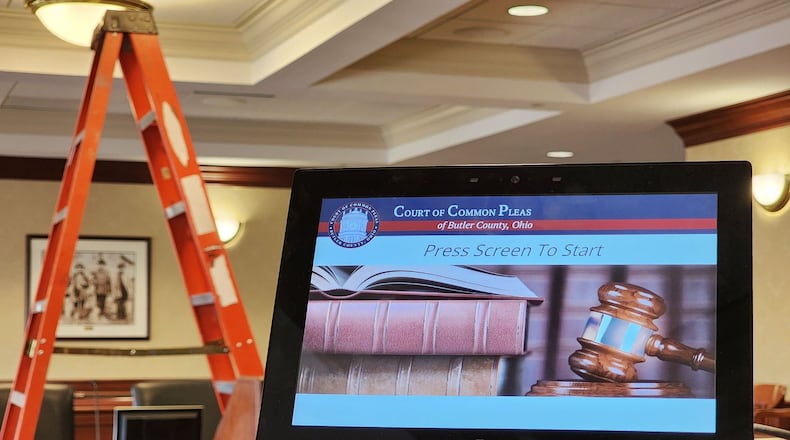 Courtrooms in Butler County Common Pleas Court are getting a technology update with better connectivity, speakers, projection screens and more. NICK GRAHAM/STAFF