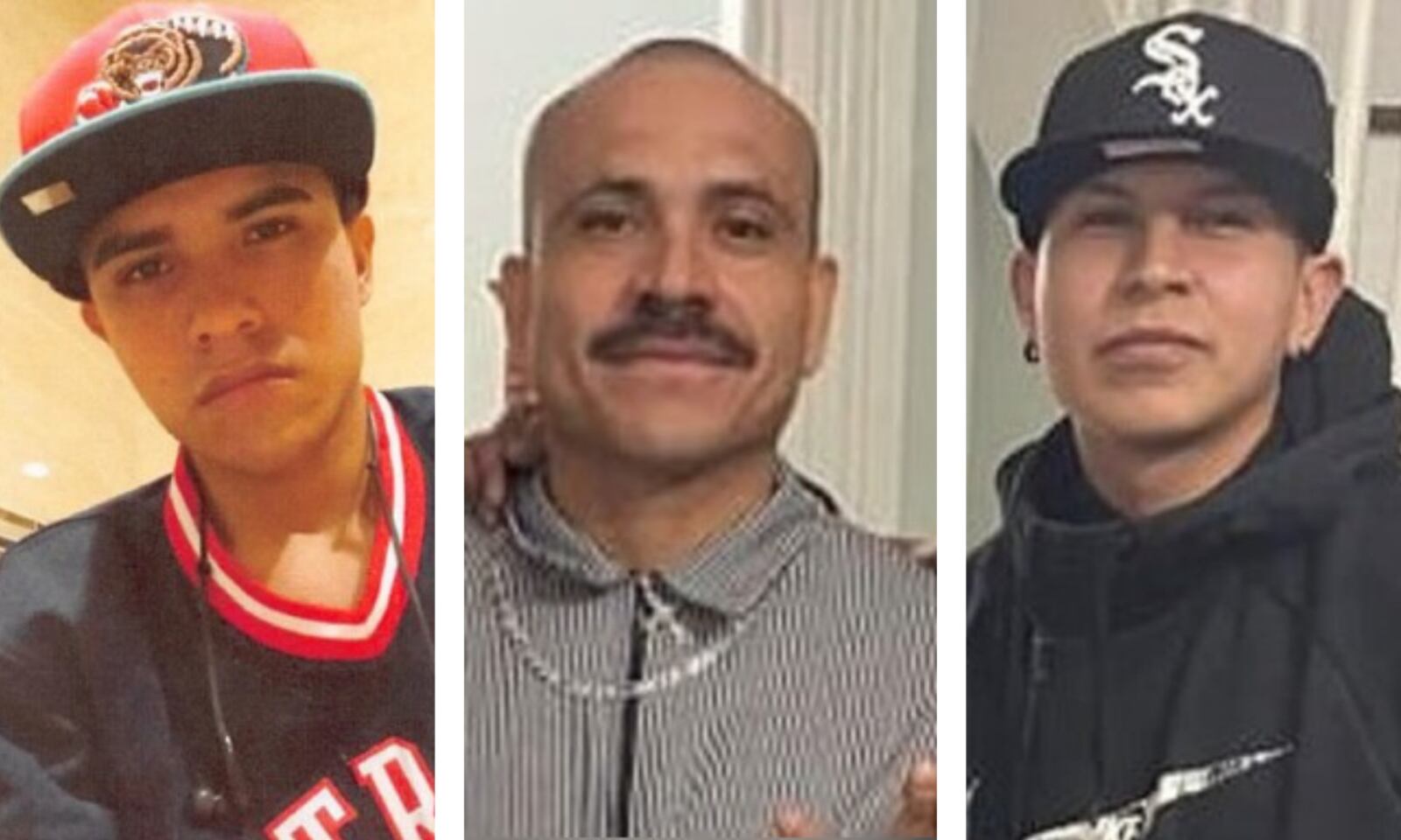 Luis Eduardo Hidalgo Flores , left, Juan Antonio Hidalgo Flores , middle and Oscar Daniel Flores-Lara, right are sought in connection to a stabbing incident that happened at Hamilton's FOP Lodge May 7, 2022. BUTLER COUNTY SHERIFF'S OFFICE