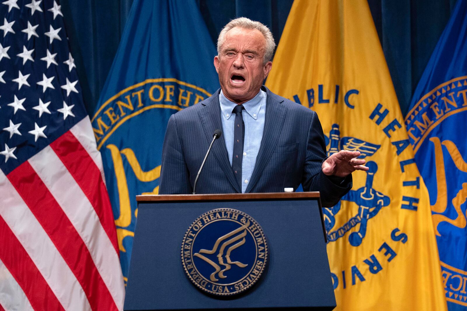 Health and Human Services Secretary Robert F. Kennedy Jr. speaks during a news conference on the Autism report by the CDC at the Hubert Humphrey Building Auditorium in Washington, Wednesday, April 16, 2025. (AP Photo/Jose Luis Magana)