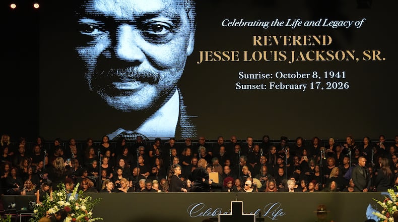 People gather before the Public Homegoing Service for the Rev. Jesse Jackson at the House of Hope in Chicago, Friday, March 6, 2026. (AP Photo/Nam Y. Huh)