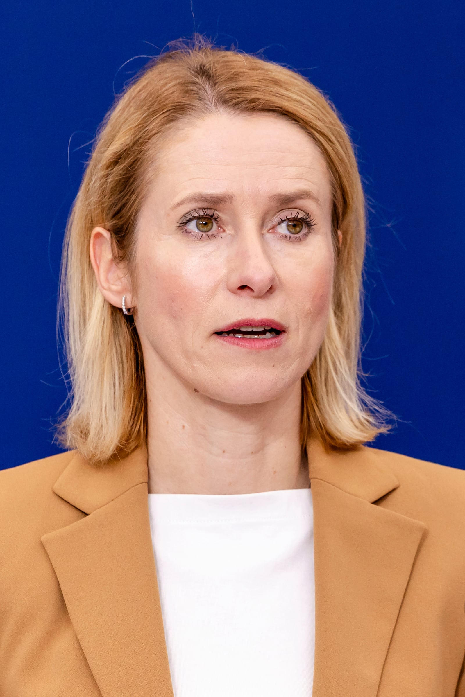 European Union foreign policy chief Kaja Kallas addresses the media at EU headquarters in Brussels, Tuesday, June 10, 2025. (AP Photo/Geert Vanden Wijngaert)