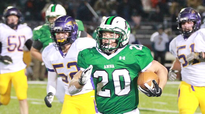 Anna senior Riley Huelskamp is among four Division VI offensive players of the year. MARC PENDLETON / STAFF