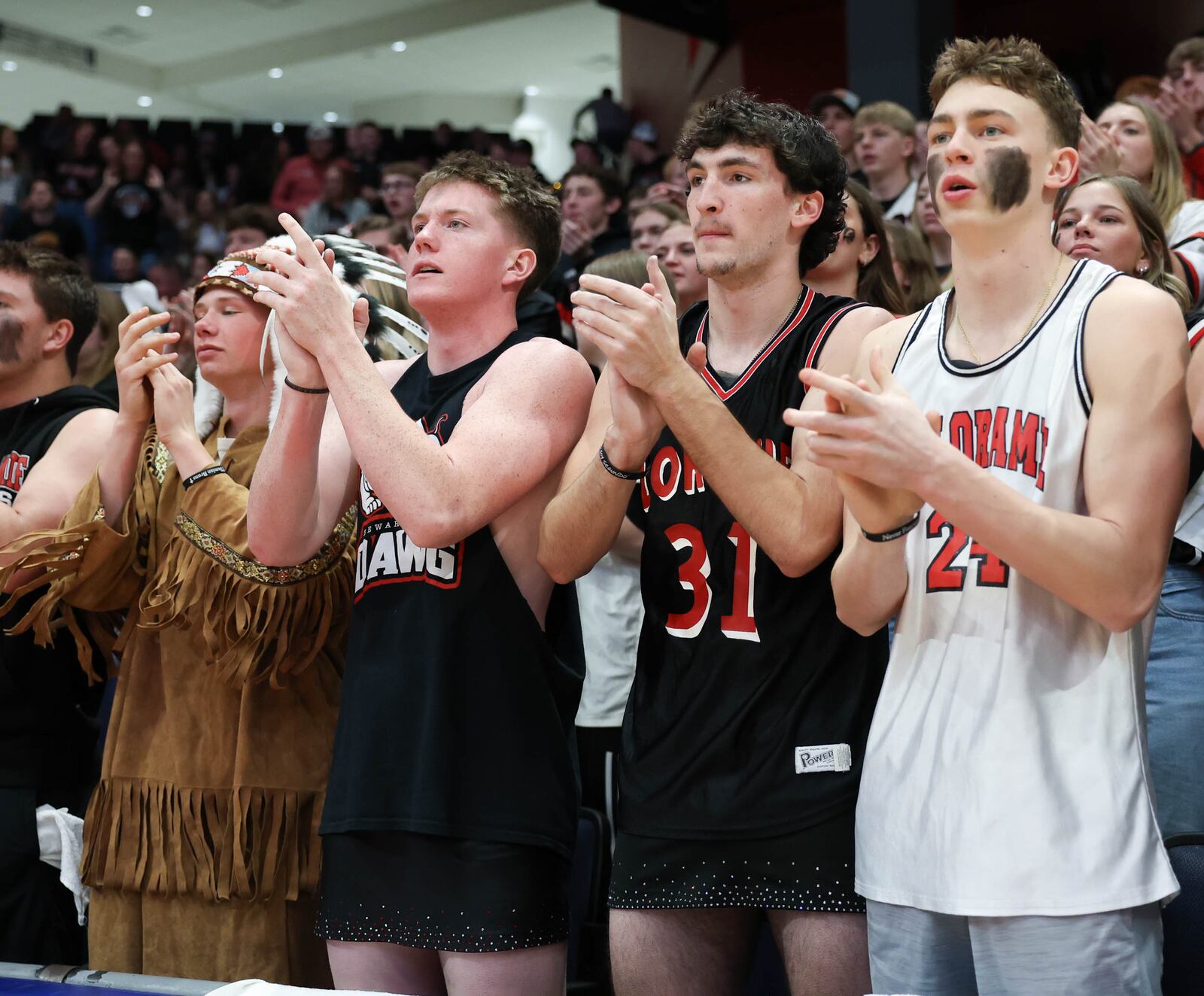 Fort Loramie fans cheer during the Division VII state final on Saturday at University of Dayton Arena. BRYANT BILLING / STAFF