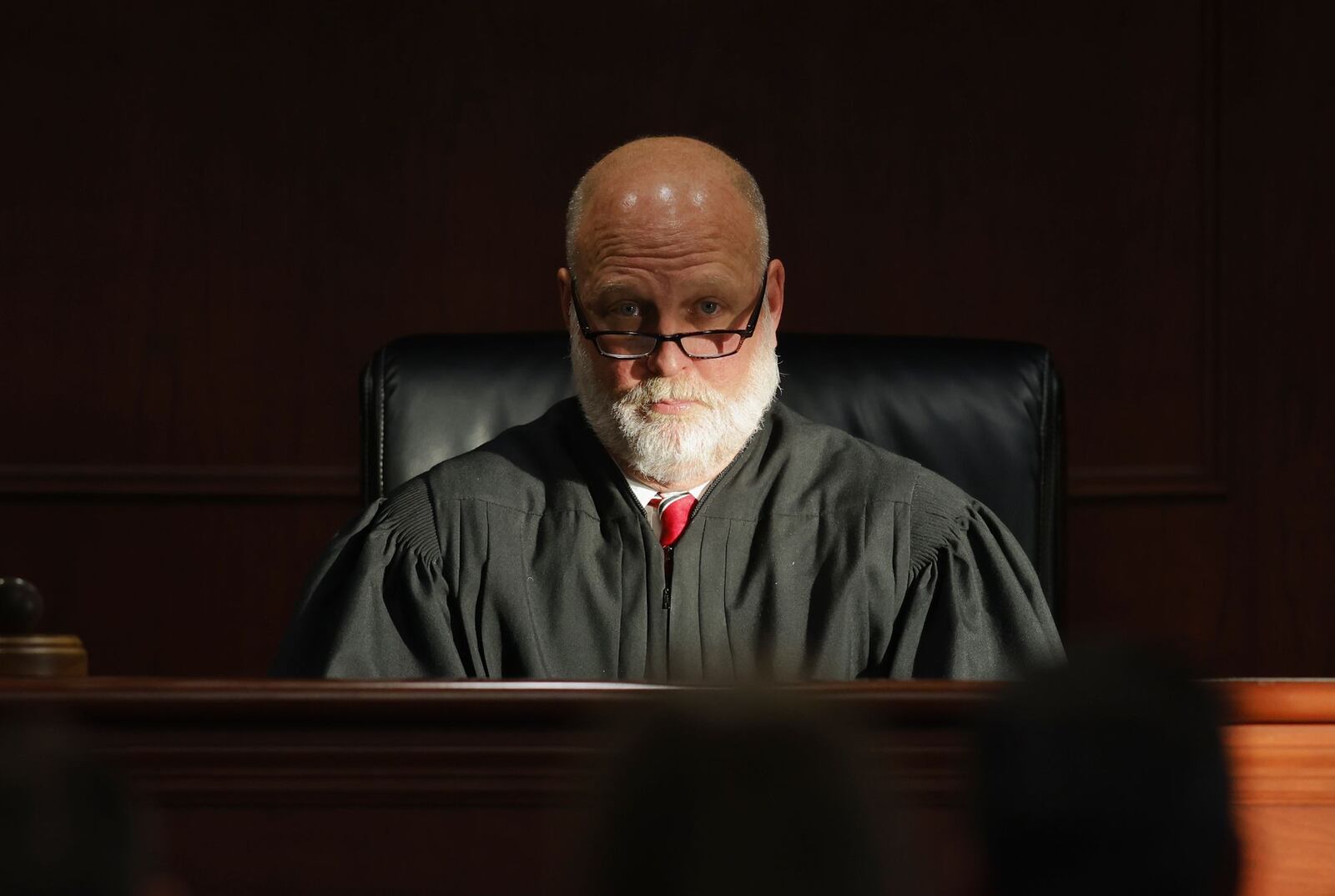 Butler County Common Pleas Court Judge Greg Howard presides over the trial of Gurpreet Singh on Thurs., Oct. 20, 2022. Singh is accused of killing his wife and three family members in their West Chester home in 2019. NICK GRAHAM/STAFF
