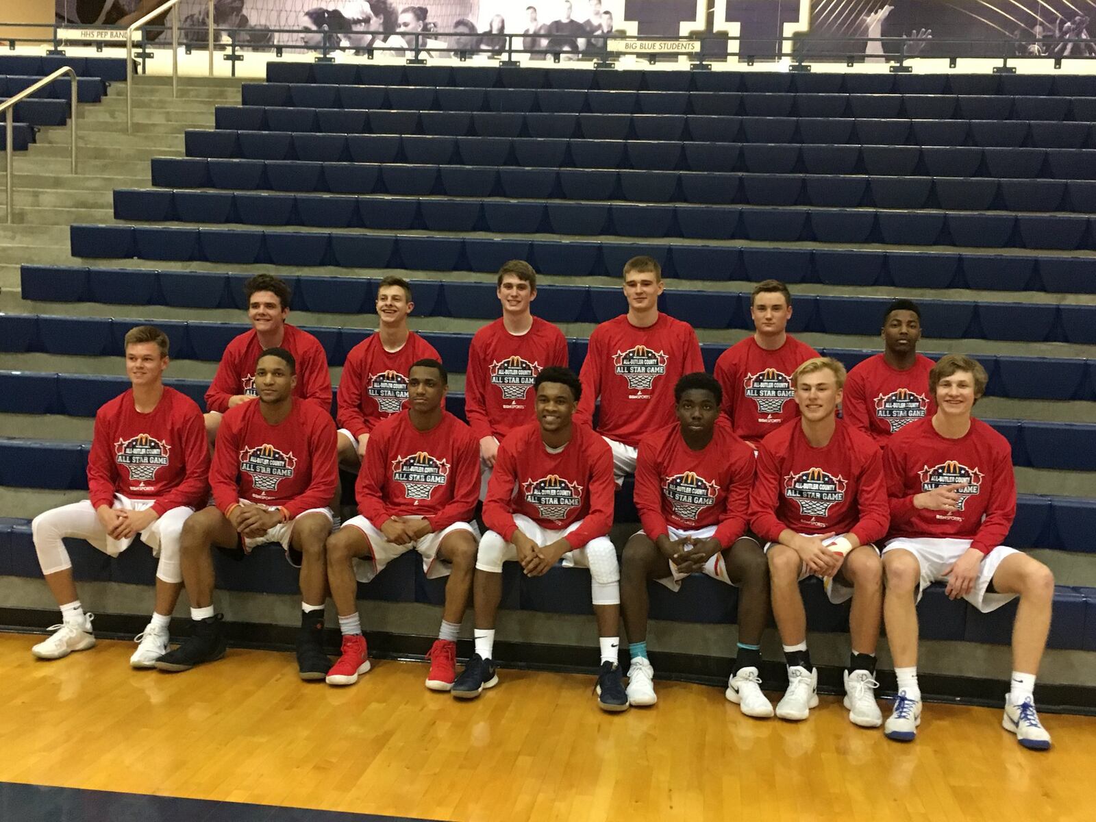 The Red team lost to the Blue 117-100 in Saturday night’s All-Butler County All-Star boys basketball game at the Hamilton Athletic Center. RICK CASSANO/STAFF