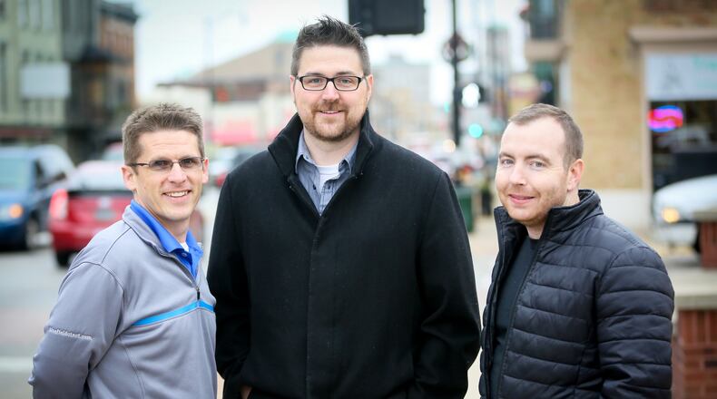 Partners Matt Coons, Matt Jestice, and Matthew Spicer of Bluefield Integrated Consulting have created the iShopBuCo App, which is a new local shopping and rewards app and program which aims to build excitement around locally-owned businesses in Butler County. With iShopBuCo, businesses have the opportunity to reach new and existing customers and reward those that visit their store. The app users collect points from the locations they visit and redeem them for rewards. GREG LYNCH / STAFF