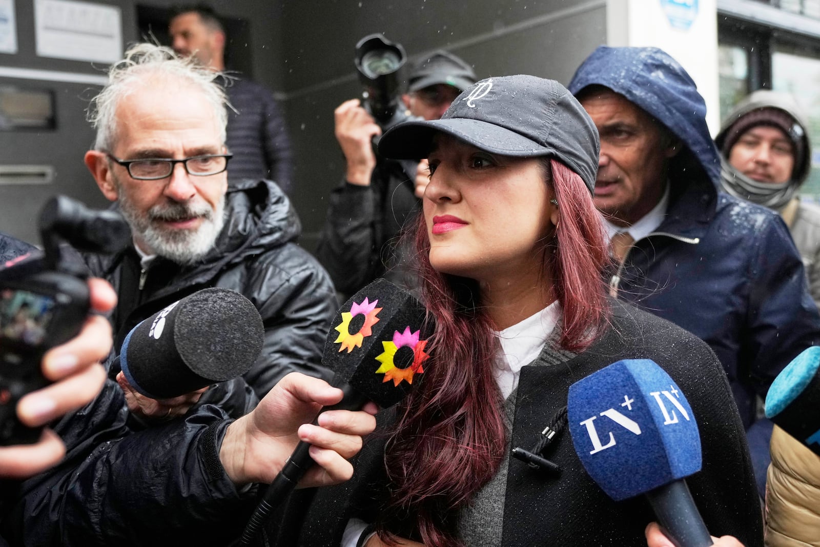 Jana Maradona, daughter of the late soccer star Diego Maradona, arrives at court for a hearing in the trial of health professionals accused of negligence in his death, in San Isidro on the outskirts of Buenos Aires, Argentina, Tuesday, May 27, 2025. (AP Photo/Gustavo Garello)