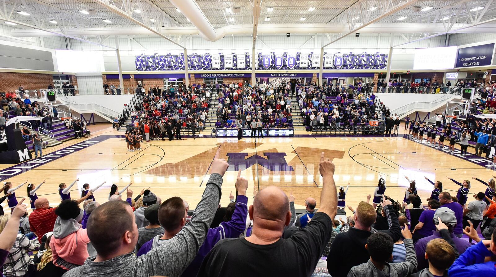 Middletown’s boys basketball team played its first game at Wade E. Miller Arena on Saturday night against Lima Senior, which posted a 75-32 victory. NICK GRAHAM/STAFF