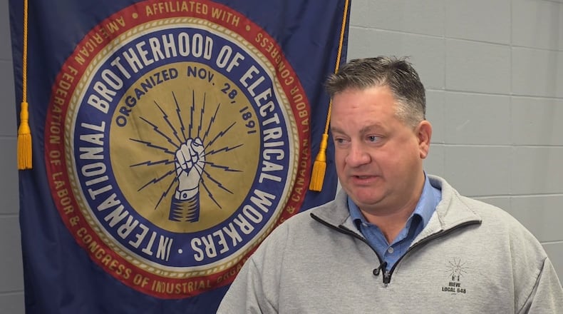 Bobby Angst, business manager for the International Brotherhood of Electrical Workers Local 648 — which covers Butler County and much of Warren County — said proposed data centers represents hundreds of jobs for local unionized electrical workers. NICK GRAHAM/STAFF