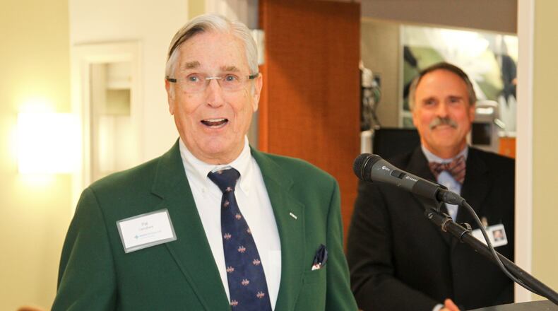 Pat Carruthers shown addressing a crowd at Mercy-Health Fairfield Hospital in 2012, will receive a lifetime achievement award from the City of Hamilton Character Committee. Pat Carruthers addresses the crowd in attendance for a celebration of the renovation of the Mercy Health-Fairfield Hospital Fifth Floor Patient Tower, Wednesday, Dec. 19, 2012. Staff photo by Greg Lynch