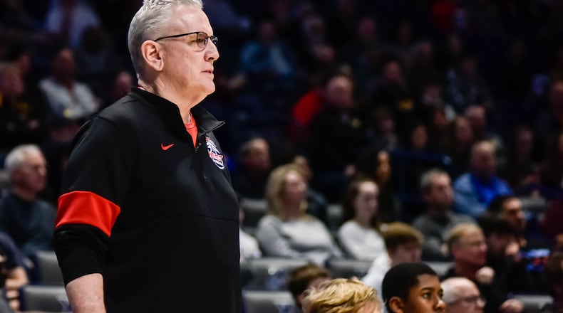 Lakota West head boys basketball coach Jim Leon during a Division I District basketball final Sunday, March 8, 2020, at Xavier University's Cintas Center. NICK GRAHAM / STAFF