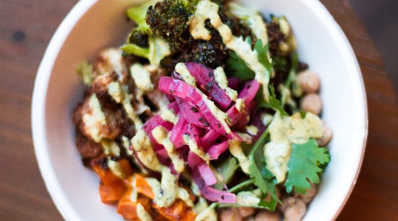 Piada's new Mediterranean Power Bowl, vegetarian and vegan friendly, offers a bold composition of flavors, and is topped with Piada’s special harissa and Greek yogurt drizzle.