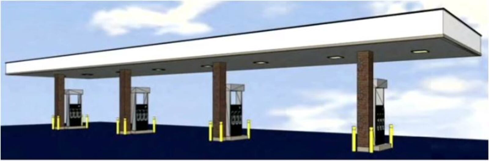 A proposed gas station/convenience store whose canopy would look like this, across from the Hamilton Freshman School, was rejected by Hamilton City Council because of resident concerns that it did not fit with the surrounding residences. The would-be owners may take the matter to court. PROVIDED