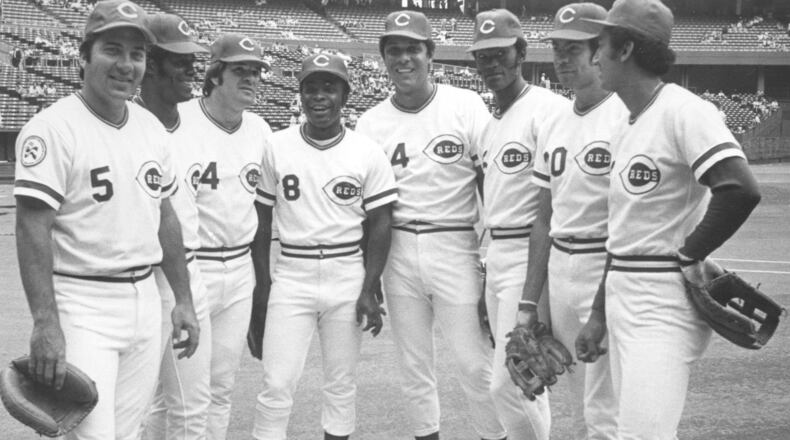 Cincinnati Reds Big Red Machine (left to right) Johnny Bench, Ken Griffey, Pete Rose, Joe Morgan, Tony Perez, George Foster, Cesar Geronimo, Dave Concepcion. More on Rose:3 reasons he should be (or shouldn't be) reinstated | New documents unveiled in Pete Rose betting case | Read the Dowd Report