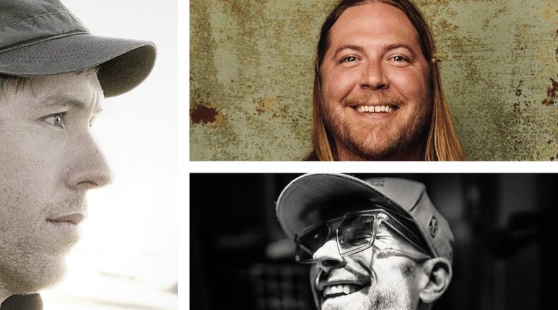 Tim Fagan, left, Chris Gelbuda, top right and Carey Ott, bottom right will perform Saturday during the "Nashville Writer's Round" at The Fitton Center for Creative Arts in Hamilton. CONTRIBUTED PHOTOS