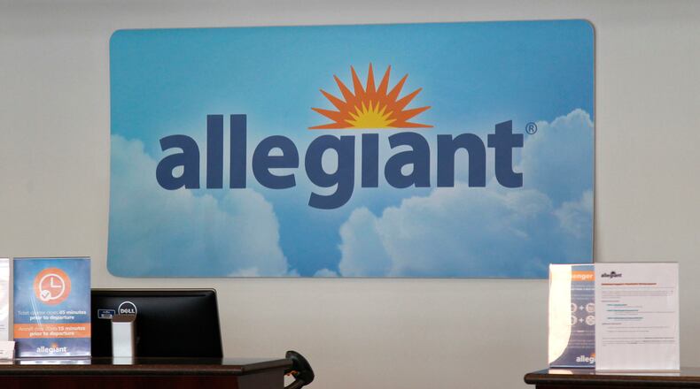 Check-in for Allegiant is closed on Tuesday, Wednesday and Saturday when the airline does not offer flights from Dayton. The loss of some additional Allegiant flights from Dayton is adding to the decline of passengers using the Dayton Airport over the past 26 months. TY GREENLEES / STAFF